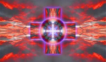 Meer in Rot mit dem Kreuz der Erlösung - 